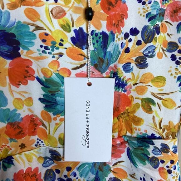 NWT Lovers + Friends Deja Midi White Dress Floral Tank Asymmetrical Size M - Picture 9 of 10